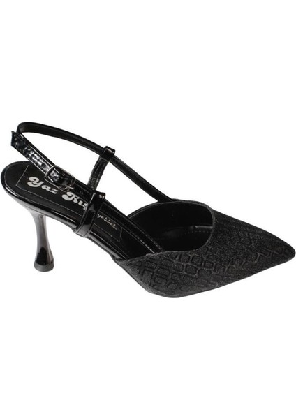 Yazkış Kadı Gümüş Altın Siyah Ince 8cm Topuklu Önü Kapalı Arkası Açık Abiye Düğün Ayakkabısı fiyatları