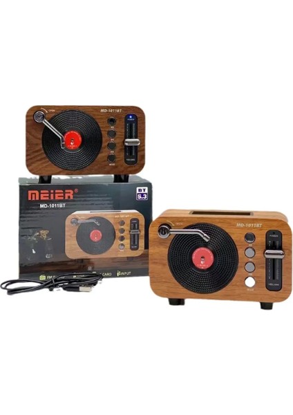 MD-1011BT Retro Mini Bluetooth Hoparlör - Fm Radyolu Taşınabilir Kablosuz Speaker