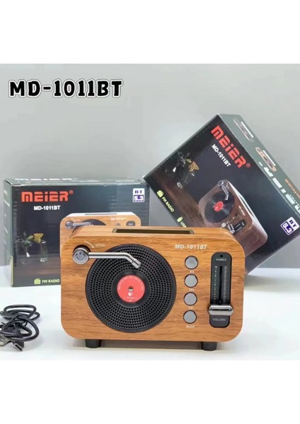 MD-1011BT Retro Mini Bluetooth Hoparlör - Fm Radyolu Taşınabilir Kablosuz Speaker