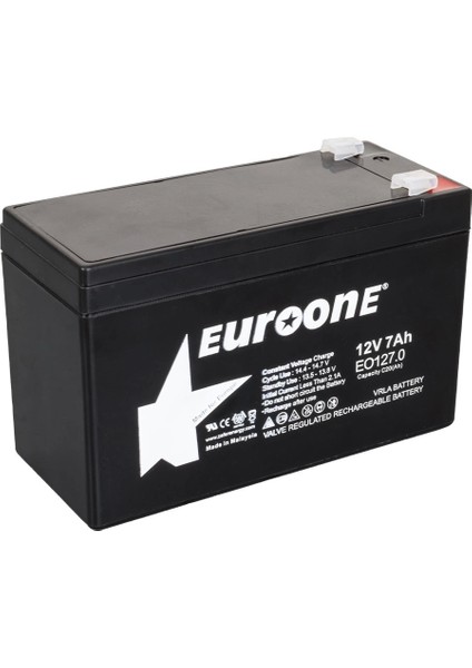 Euroone EO127.0 12 Volt - 7 Amper Akü (150 x 65 x 90 Mm) (4887)