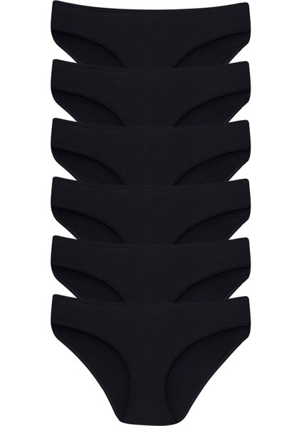 Kız Çocuk Külot Siyah %100 Pamuklu 6'lı Paket