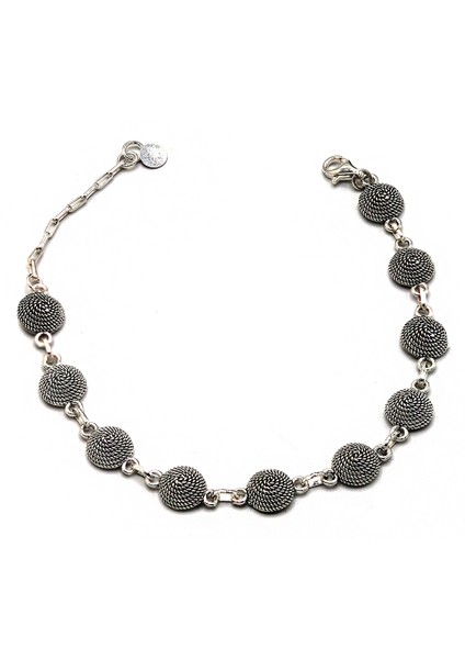 Yuvarlak Hasır Model 925 Ayar Gümüş Telkari Kadın Bileklik 201024117