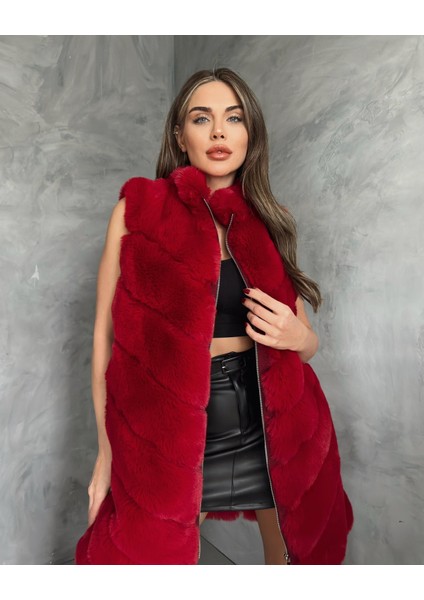 Kırmızı Renk Kesik Kürk Yelek fırsatları