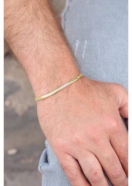 925 Ayar Gümüş Gold Kaplama Yılan Derisi Model Ezme Zincir Kolye ve Bileklik Kombini 201024152 fiyatları