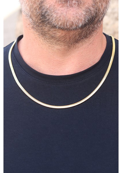 925 Ayar Gümüş Gold Kaplama Yılan Derisi Model Ezme Zincir Kolye ve Bileklik Kombini 201024152 modelleri