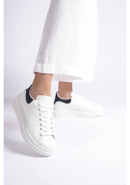 Samira Premium Ortopedik Beyaz Siyah Kadın Sneaker