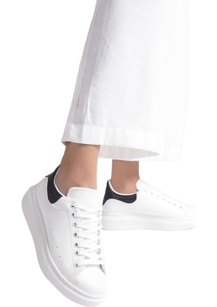 Samira Premium Ortopedik Beyaz Siyah Kadın Sneaker