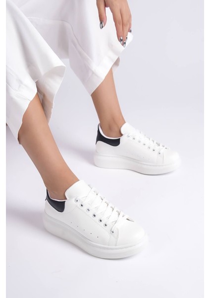 Samira Premium Ortopedik Beyaz Siyah Kadın Sneaker