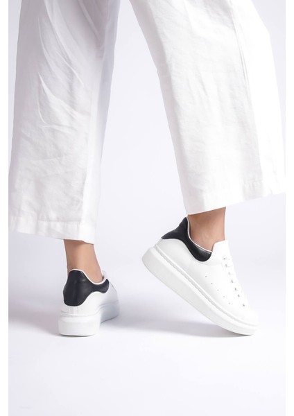 Samira Premium Ortopedik Beyaz Siyah Kadın Sneaker