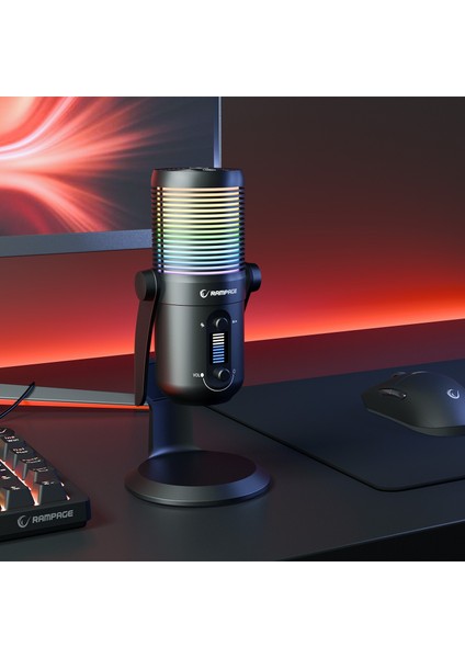 Diyez Rgb Ses Göstergeli Mikrofon Masaüstü Mikrofon Oyuncu Mikrofonu Yayıncı Mikrofonu Youtuber Mikrofon