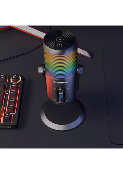 Diyez Rgb Ses Göstergeli Mikrofon Masaüstü Mikrofon Oyuncu Mikrofonu Yayıncı Mikrofonu Youtuber Mikrofon
