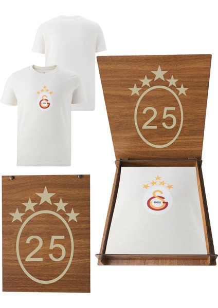 Orijinal 5 Yıldız Ekru T-Shirt 5 Yıldız Ahşap Kutulu