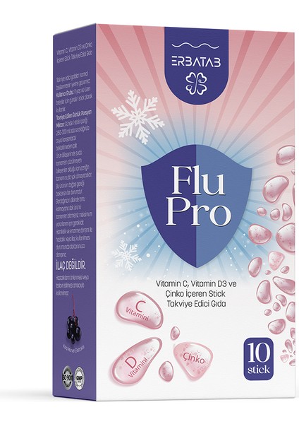 Flu-Pro Vitamin C Vitamin D3 Çinko ve Karamürver Ekstresi 10 Stick