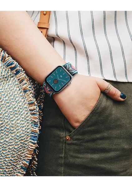 Apple Watch 11-10 42MM Seri 4-5-6-7-8-9 Uyumlu 38-40-41MM Kumaş Elastik Kordon Kayış fırsatları