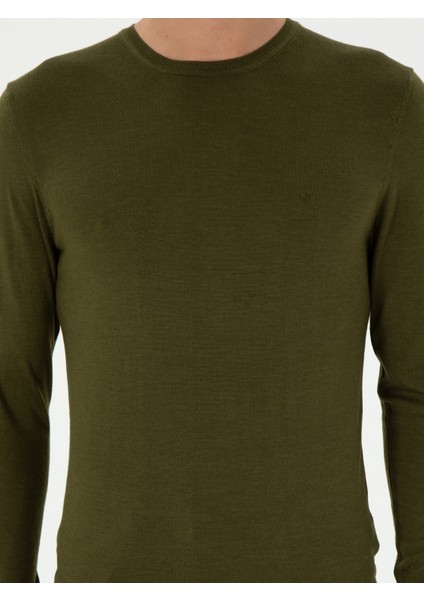 Erkek Haki Slim Fit Kazak 50293273-VR027