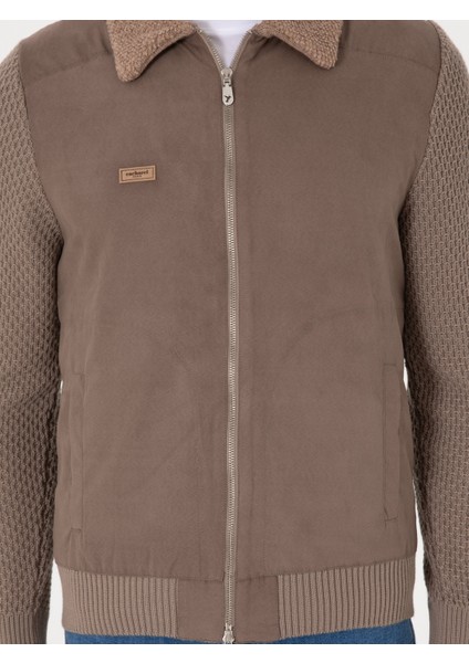 Erkek Vizon Slim Fit Triko Hırka 50292402-VR052