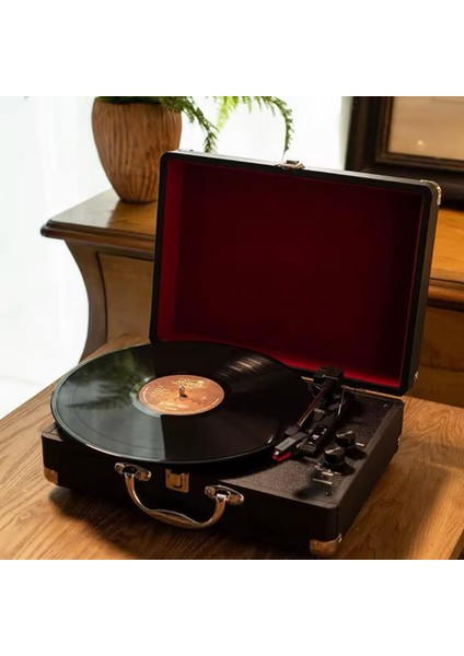 Nostaljik Pikap Hoparlörlü Çantalı Pikap Vintage Plak Çalar Bluetooth/aux In/rca/ 1800HAH Pil