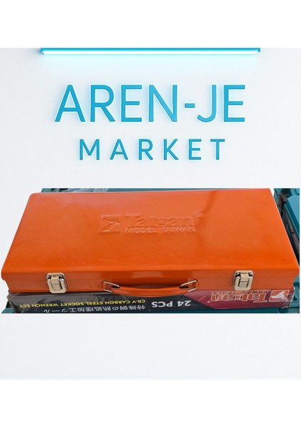 Aren-Je Aıwan Power Tools 24 Parça Lokma Takımı – 1/2” Cırcırlı Kol & Turuncu Metal Çantalı