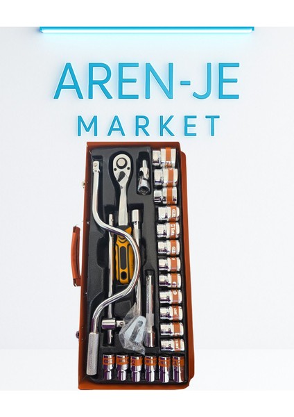 Aren-Je Aıwan Power Tools 24 Parça Lokma Takımı – 1/2” Cırcırlı Kol & Turuncu Metal Çantalı modelleri