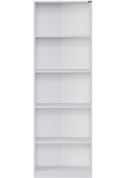 Modern 5 Raflı Kitaplık - Beyaz 64X182X26 cm