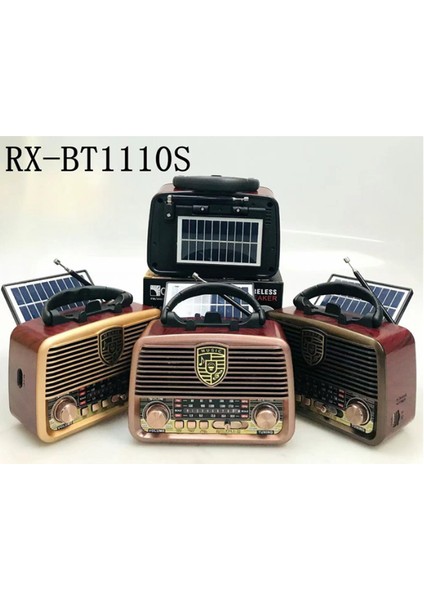 RX-BT1110S Retro Radyo Solar Enerjili, Bluetooth, Usb, Fm/am/sw Kahverengi