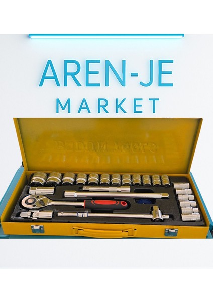 Aren-Je Bodonı Tools 24 Parça 1/2” Lokma Takımı – Metal Çantalı Cırcırlı Kol Set
