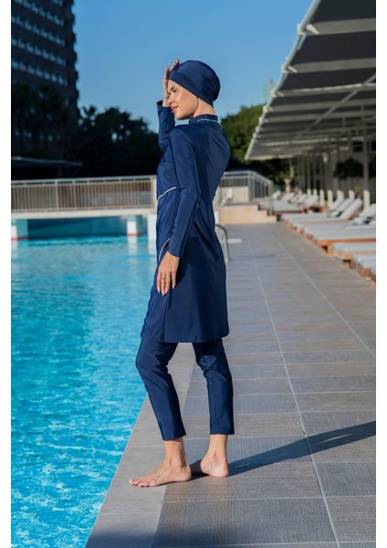 Rukomayo Lacviert Katlı Model Lycra ( Su Itici ve Çabuk Kuruyan ) Kumaş Tesettür Mayo fiyatları