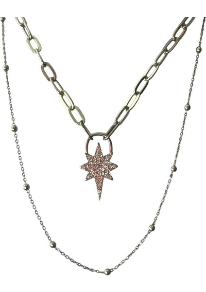 Ikili Kuzey Yıldızı Taşlı Bijuteri Kolye fiyatları