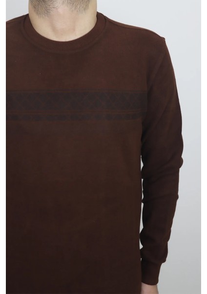 Fistan Store Erkek Kiremit Desenli Spor Normal Kalıp Bisiklet Yaka Selanik Kumaşlı Kışlık Kazak fiyatları