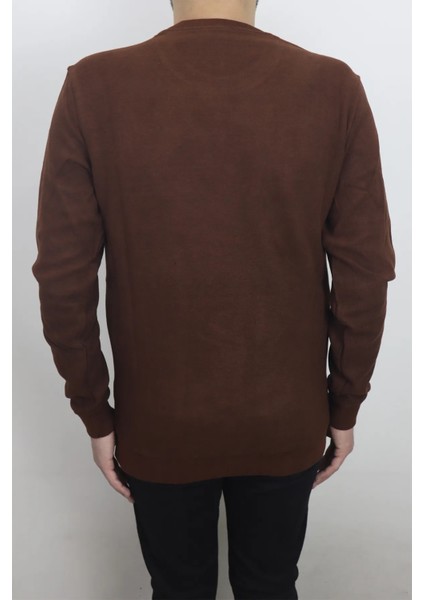 Fistan Store Erkek Kiremit Desenli Spor Normal Kalıp Bisiklet Yaka Selanik Kumaşlı Kışlık Kazak modelleri