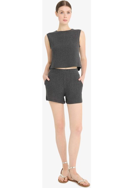 Boxy Fit Bisiklet Yaka Bürümcük Atlet F4439AX25SM fiyatları