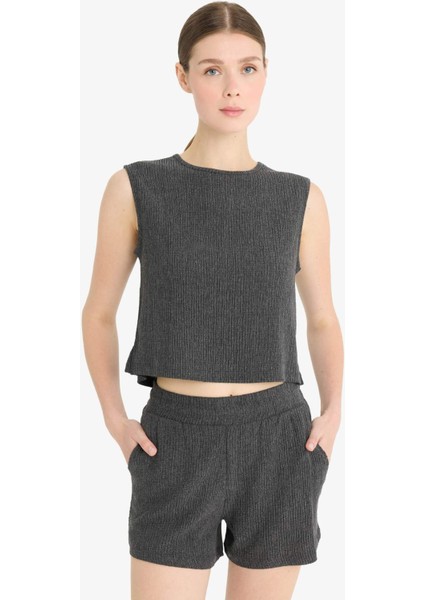 Boxy Fit Bisiklet Yaka Bürümcük Atlet F4439AX25SM modelleri