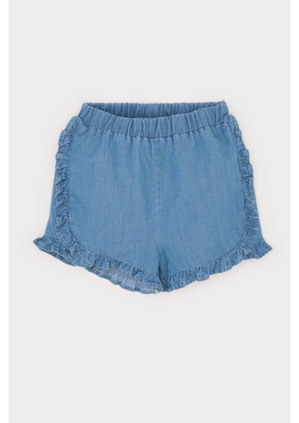 Kız Bebek Beli Lastikli Jean Şort Z8272A225SM