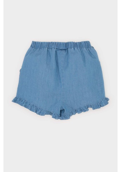 Kız Bebek Beli Lastikli Jean Şort Z8272A225SM