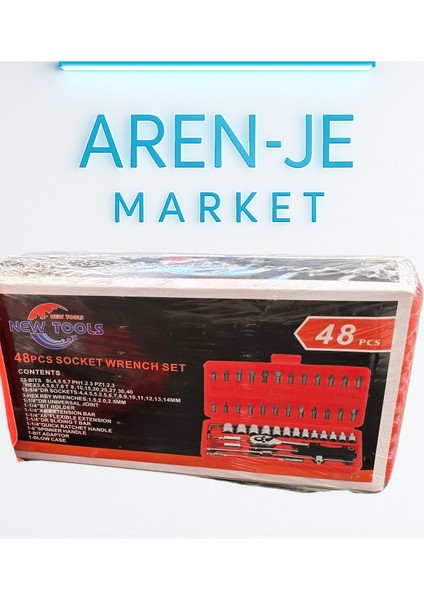 Aren-Je New Tools 48 Parça Lokma Tornavida Bit Seti – Cırcırlı Kol & Uçlu Lokma Anahtar Takımı