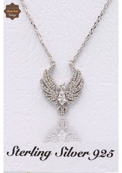 Gümüş Renk Anka Kuşu 925 Ayar Gümüş Kadın Kolye 201024084