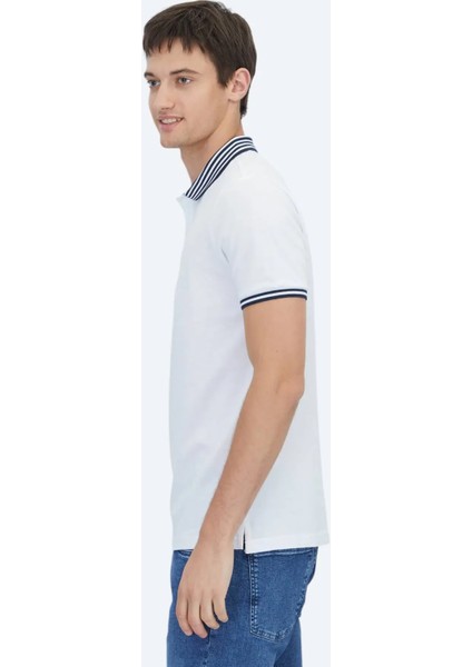 Beyaz Polo Yaka Pamuk Karışımlı T-Shirt modelleri