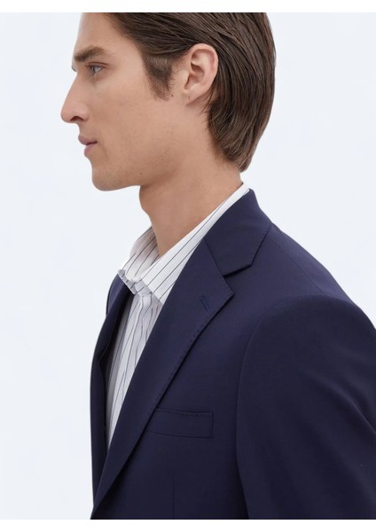 Saks Düz Modern Fit Yün Karışımlı Takım Elbise