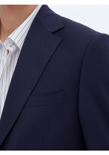 Saks Düz Modern Fit Yün Karışımlı Takım Elbise