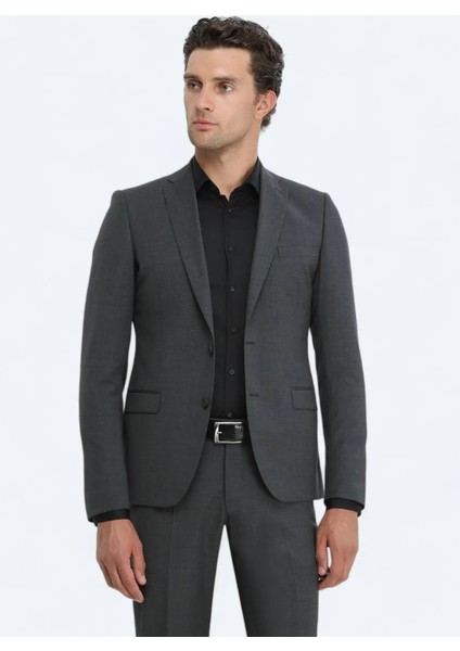 Siyah Düz Slim Fit Dokuma Klasik %100 Pamuk Gömlek