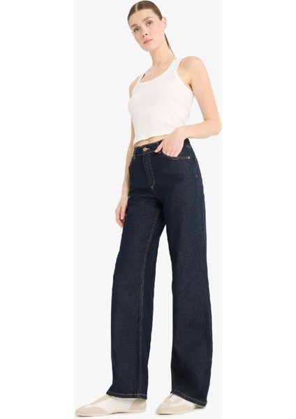 Straight Wide Yüksek Bel Uzun Jean Pantolon D5123AX25SP