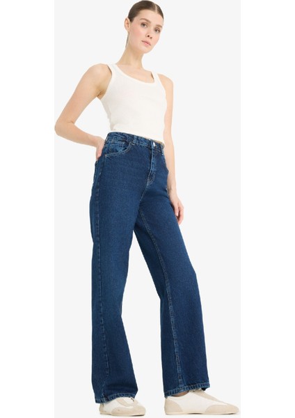 90's Wide Leg Yüksek Bel Uzun Jean Yıkamalı Pantolon E4269AX25SP