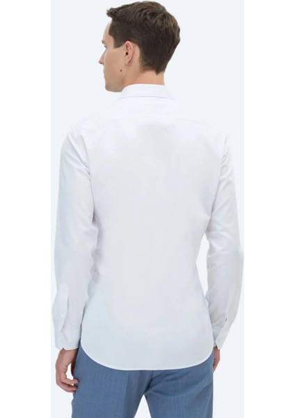Beyaz Düz Slim Fit Dokuma Klasik %100 Pamuk Gömlek indirimleri