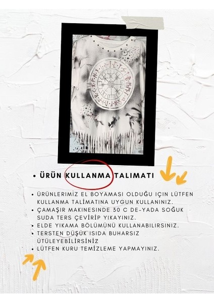 El Boyaması Püsküllü Model Beyaz T-Shirt