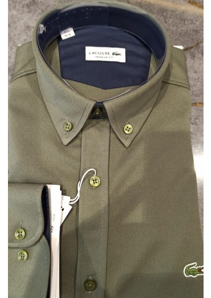 Erkek Regular Fit Düğmeli Yaka Pamuk Polyamid Karışımlı Aşırı Rahat Gömlek