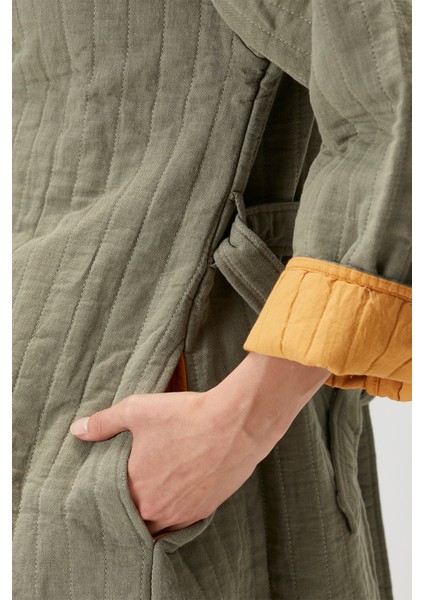 Quilted Keten Ceket Haki / Oak Buff indirimleri