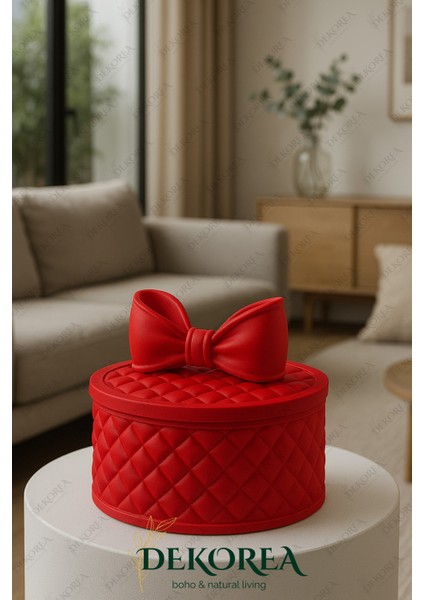Luxe Bow Yuvarlak Kapaklı Dekoratif Saklama Kutusu – Şık Organizer & Hediye Kutusu