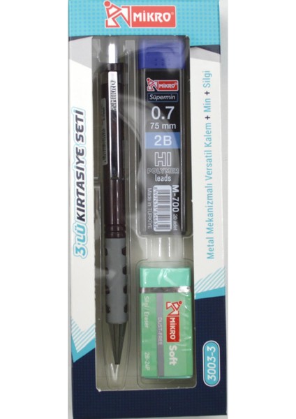 Kırtasiye Okul Seti Versatil 3 Lü 0,7 ( Kalem+Silgi+Uç) MK-3003-3