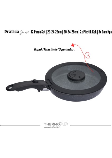 | Pratica Serisi | 12 Parça | Tencere ve Tava Set | Gri
