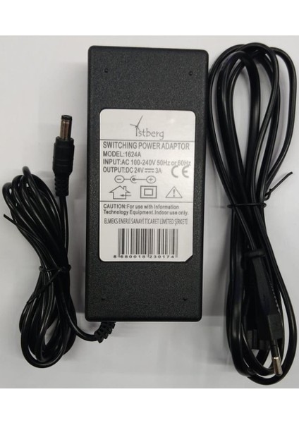 24 Volt 3 Amper Dc Adaptör 5.5x2.5 mm Uçlu